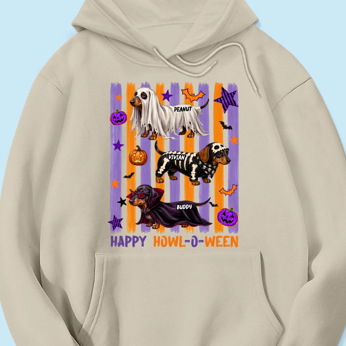Striped Halloween Dachshund Ghost - Personalized Shirt - Halloween Gift For Dog Lovers - Image 27