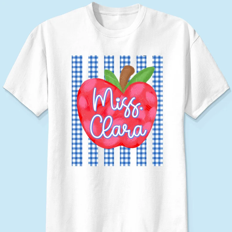 Striped Teacher Apple Custom Name - Personalized Shirt - Back To School Gift for Teachers - Image 11