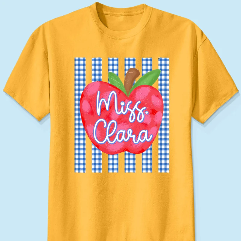 Striped Teacher Apple Custom Name - Personalized Shirt - Back To School Gift for Teachers - Image 13