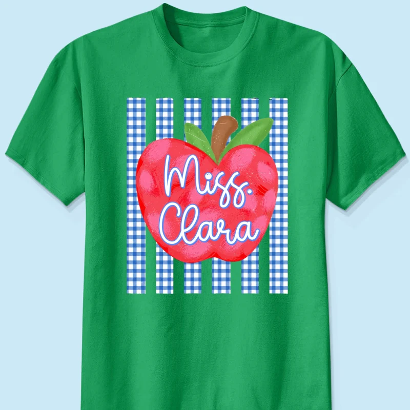 Striped Teacher Apple Custom Name - Personalized Shirt - Back To School Gift for Teachers - Image 14