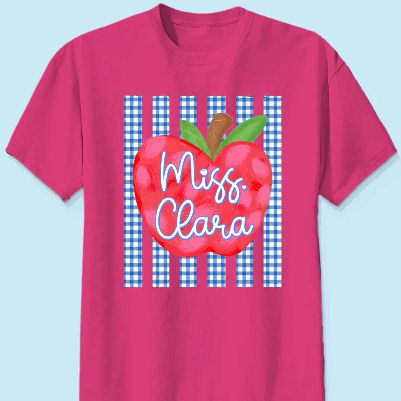 Striped Teacher Apple Custom Name - Personalized Shirt - Back To School Gift for Teachers - Image 15