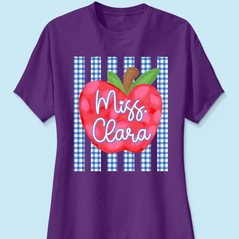 Striped Teacher Apple Custom Name - Personalized Shirt - Back To School Gift for Teachers - Image 16