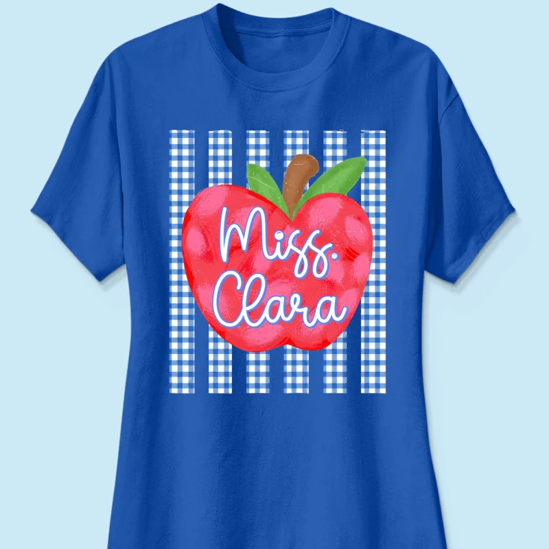 Striped Teacher Apple Custom Name - Personalized Shirt - Back To School Gift for Teachers - Image 17