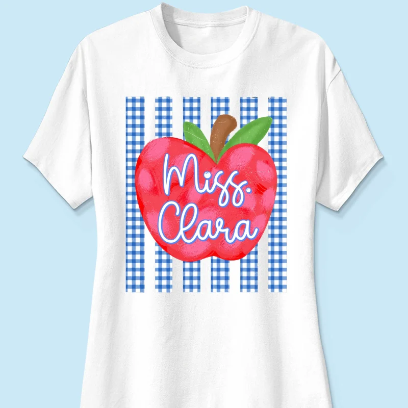 Striped Teacher Apple Custom Name - Personalized Shirt - Back To School Gift for Teachers - Image 18