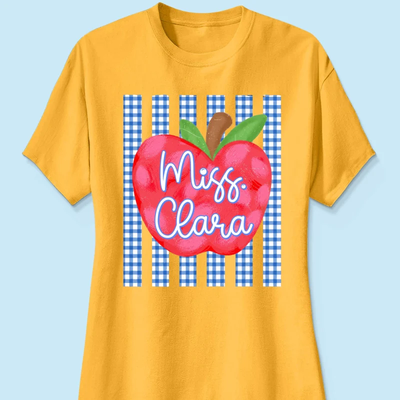 Striped Teacher Apple Custom Name - Personalized Shirt - Back To School Gift for Teachers - Image 20