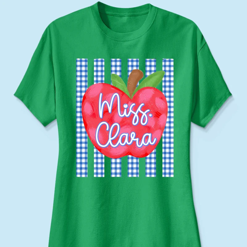 Striped Teacher Apple Custom Name - Personalized Shirt - Back To School Gift for Teachers - Image 21