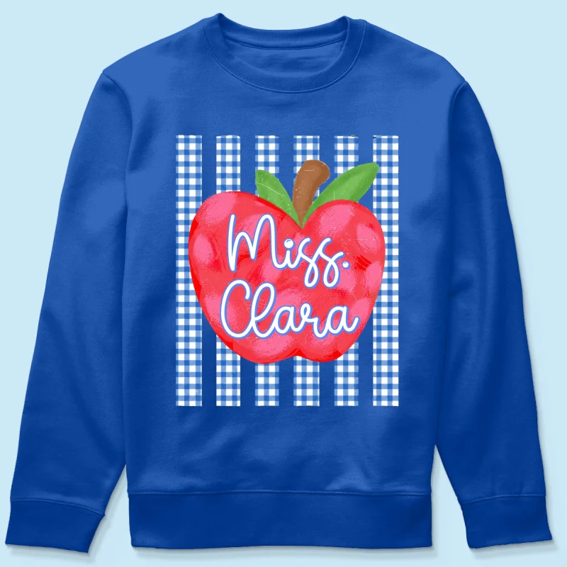 Striped Teacher Apple Custom Name - Personalized Shirt - Back To School Gift for Teachers - Image 22
