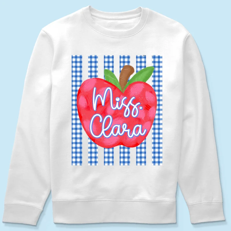 Striped Teacher Apple Custom Name - Personalized Shirt - Back To School Gift for Teachers - Image 23