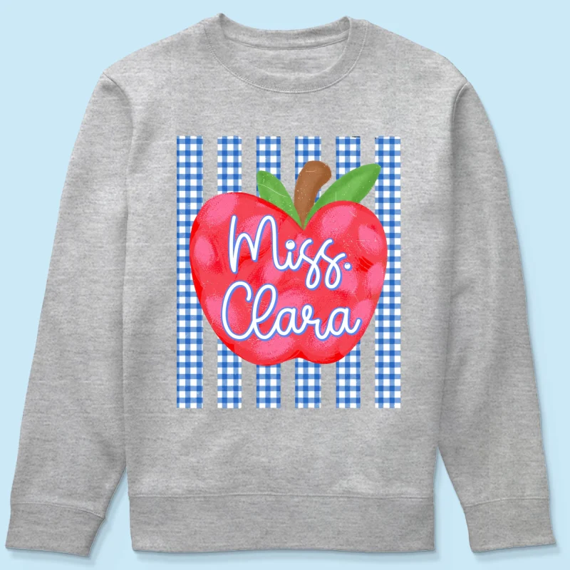 Striped Teacher Apple Custom Name - Personalized Shirt - Back To School Gift for Teachers - Image 24