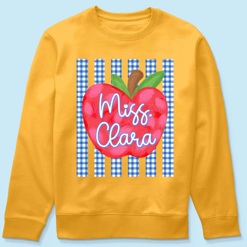 Striped Teacher Apple Custom Name - Personalized Shirt - Back To School Gift for Teachers - Image 25