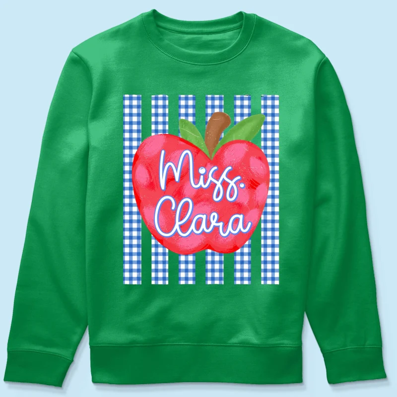 Striped Teacher Apple Custom Name - Personalized Shirt - Back To School Gift for Teachers - Image 26