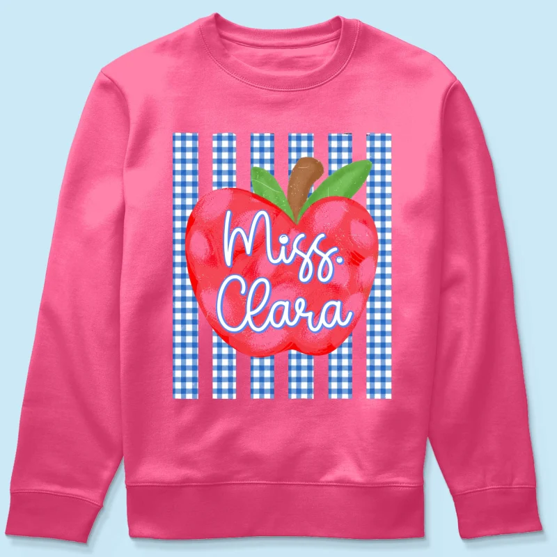 Striped Teacher Apple Custom Name - Personalized Shirt - Back To School Gift for Teachers - Image 27