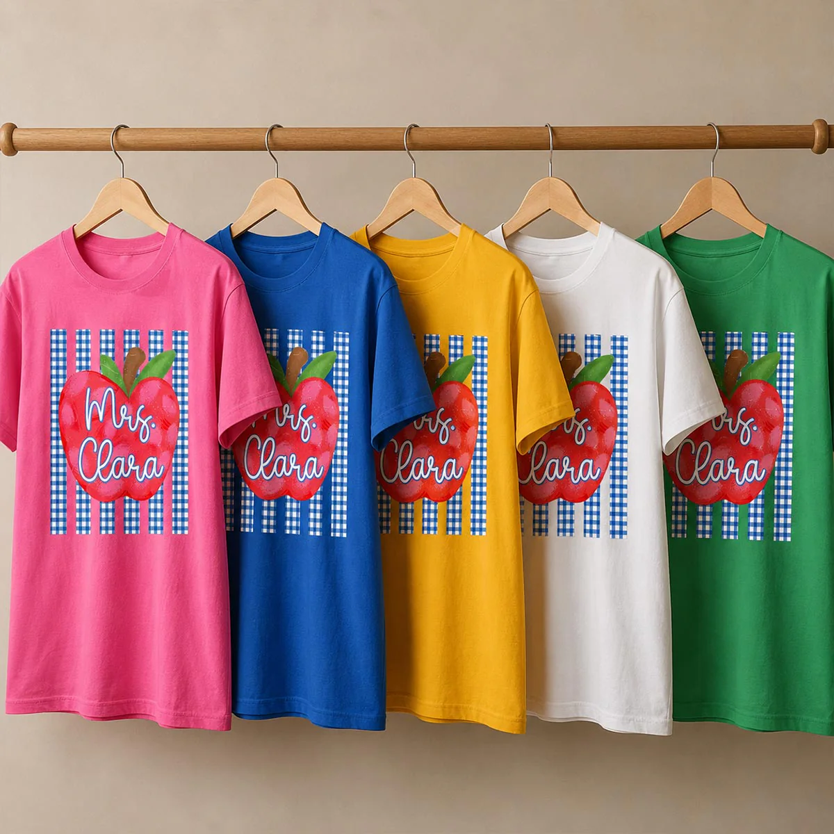 Striped Teacher Apple Custom Name - Personalized Shirt - Back To School Gift for Teachers - Image 4