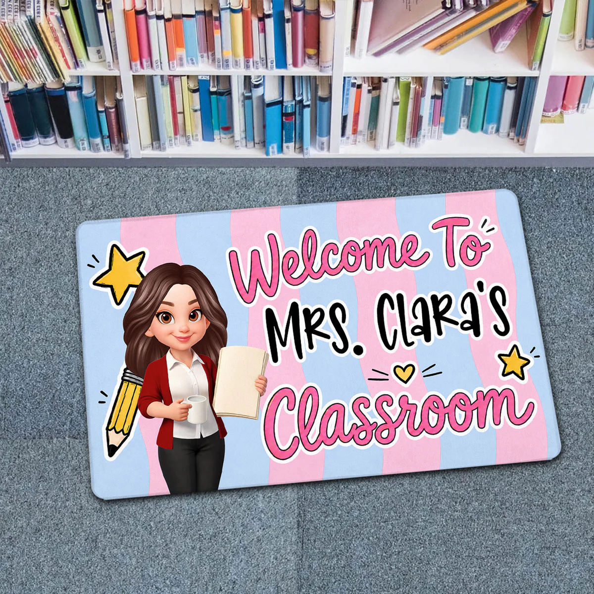 Striped Teacher Welcome To Classroom - Personalized Doormat - Back To School Gift, Classroom Decoration - Image 7