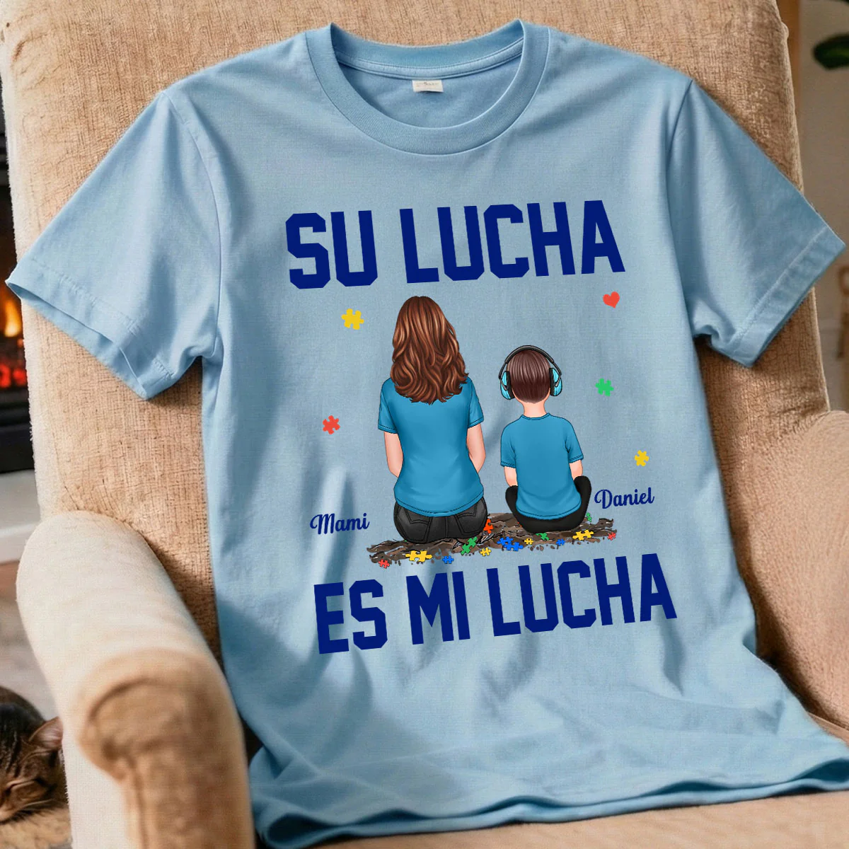 Su Lucha As Mi Lucha His Fight Is My Fight - Personalized Shirt - Spanish Version Autism Awareness Shirt - Image 4