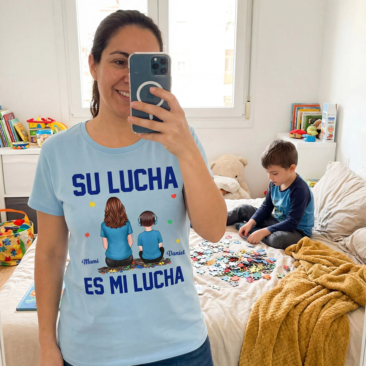 Su Lucha As Mi Lucha His Fight Is My Fight - Personalized Shirt - Spanish Version Autism Awareness Shirt - Image 7