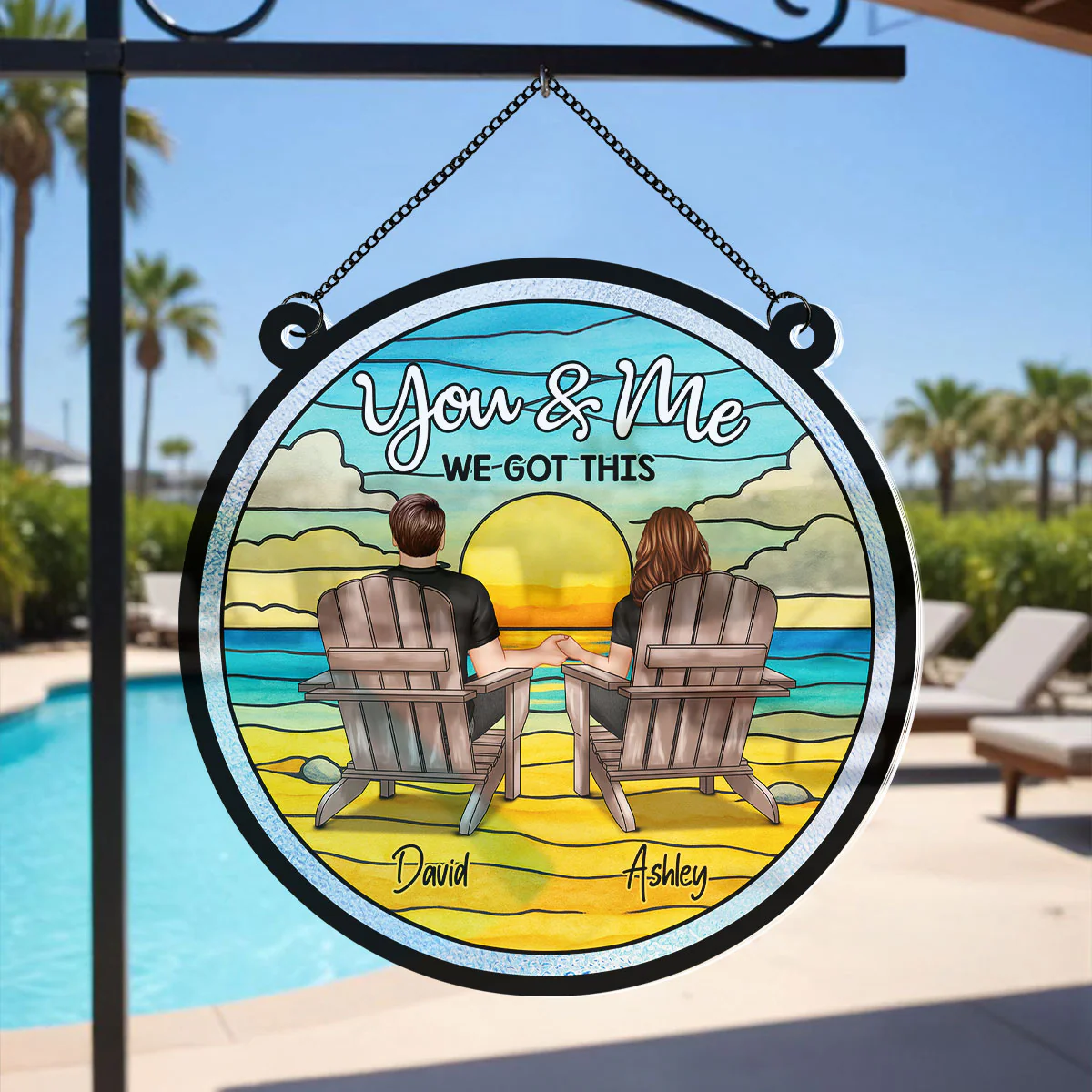 Summer Couple Beach Landscape Personalized Acrylic Suncatcher - Image 5