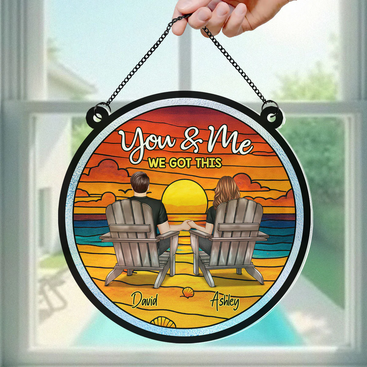 Summer Couple Beach Landscape Personalized Acrylic Suncatcher - Image 7