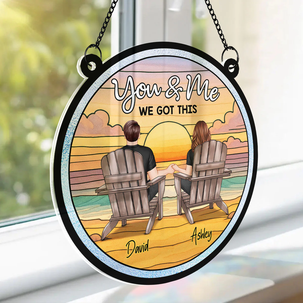 Summer Couple Beach Landscape Personalized Acrylic Suncatcher - Image 9