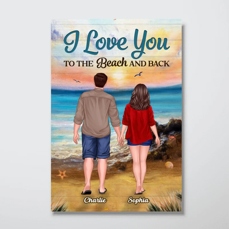 Summer Couple Standing Back View Personalized Vertical Poster - Image 4