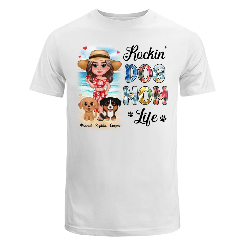 Summer Doll Woman New Face With Watercolor Cute Dogs Rockin‘ The Dog Mom Life Personalized Tank Top Shirt - Image 13