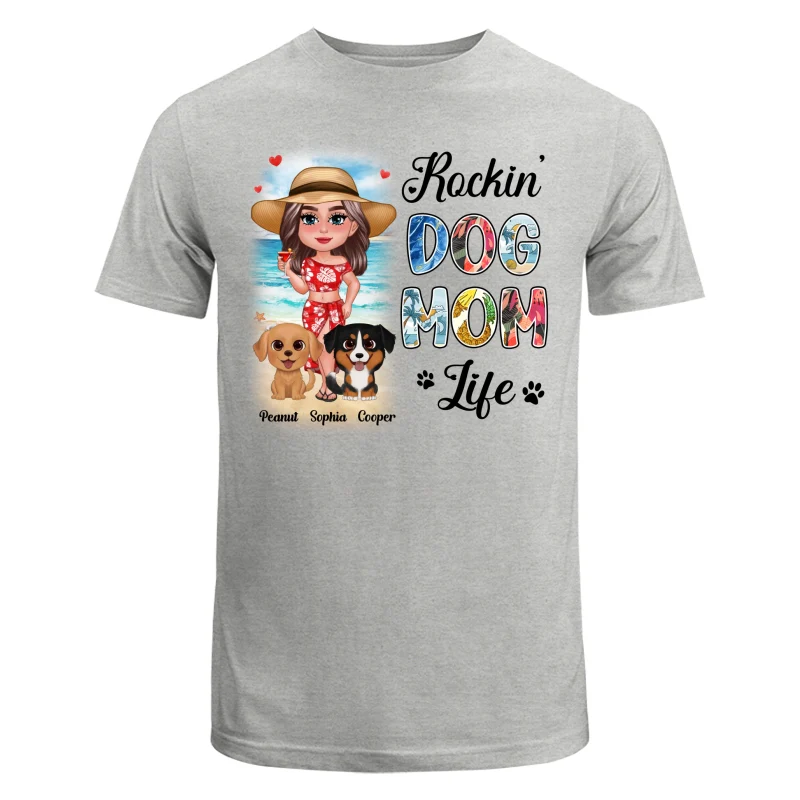 Summer Doll Woman New Face With Watercolor Cute Dogs Rockin‘ The Dog Mom Life Personalized Tank Top Shirt - Image 14