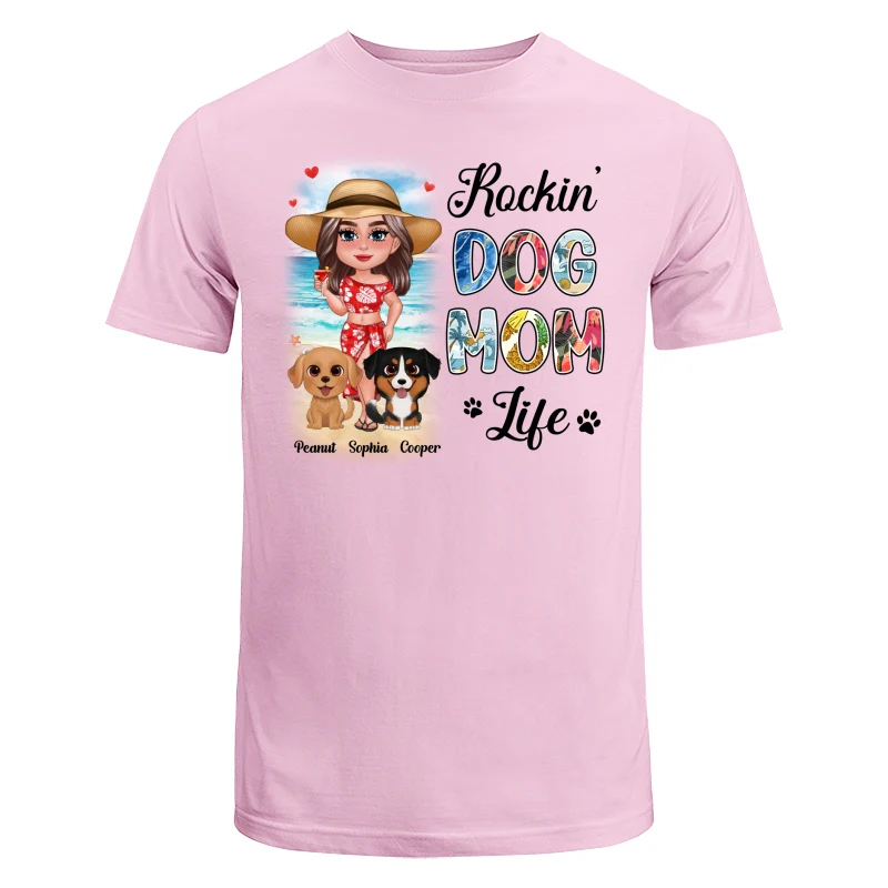 Summer Doll Woman New Face With Watercolor Cute Dogs Rockin‘ The Dog Mom Life Personalized Tank Top Shirt - Image 15