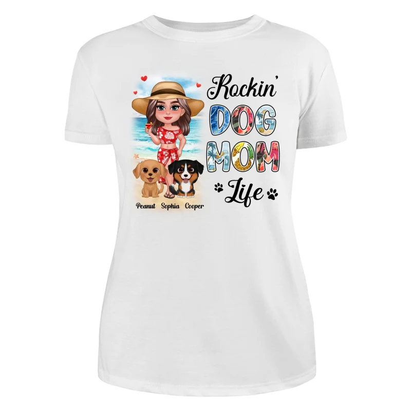 Summer Doll Woman New Face With Watercolor Cute Dogs Rockin‘ The Dog Mom Life Personalized Tank Top Shirt - Image 17