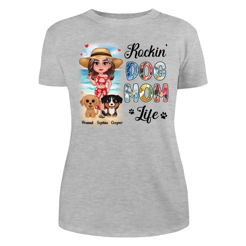 Summer Doll Woman New Face With Watercolor Cute Dogs Rockin‘ The Dog Mom Life Personalized Tank Top Shirt - Image 18