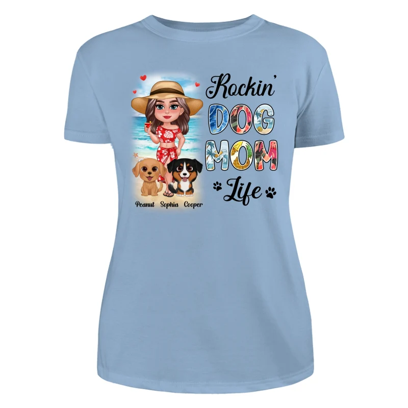 Summer Doll Woman New Face With Watercolor Cute Dogs Rockin‘ The Dog Mom Life Personalized Tank Top Shirt - Image 20