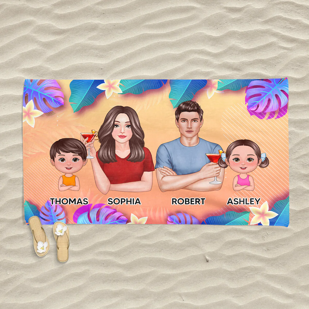 Summer Family Crossed Arms Personalized Beach Towel - Image 3