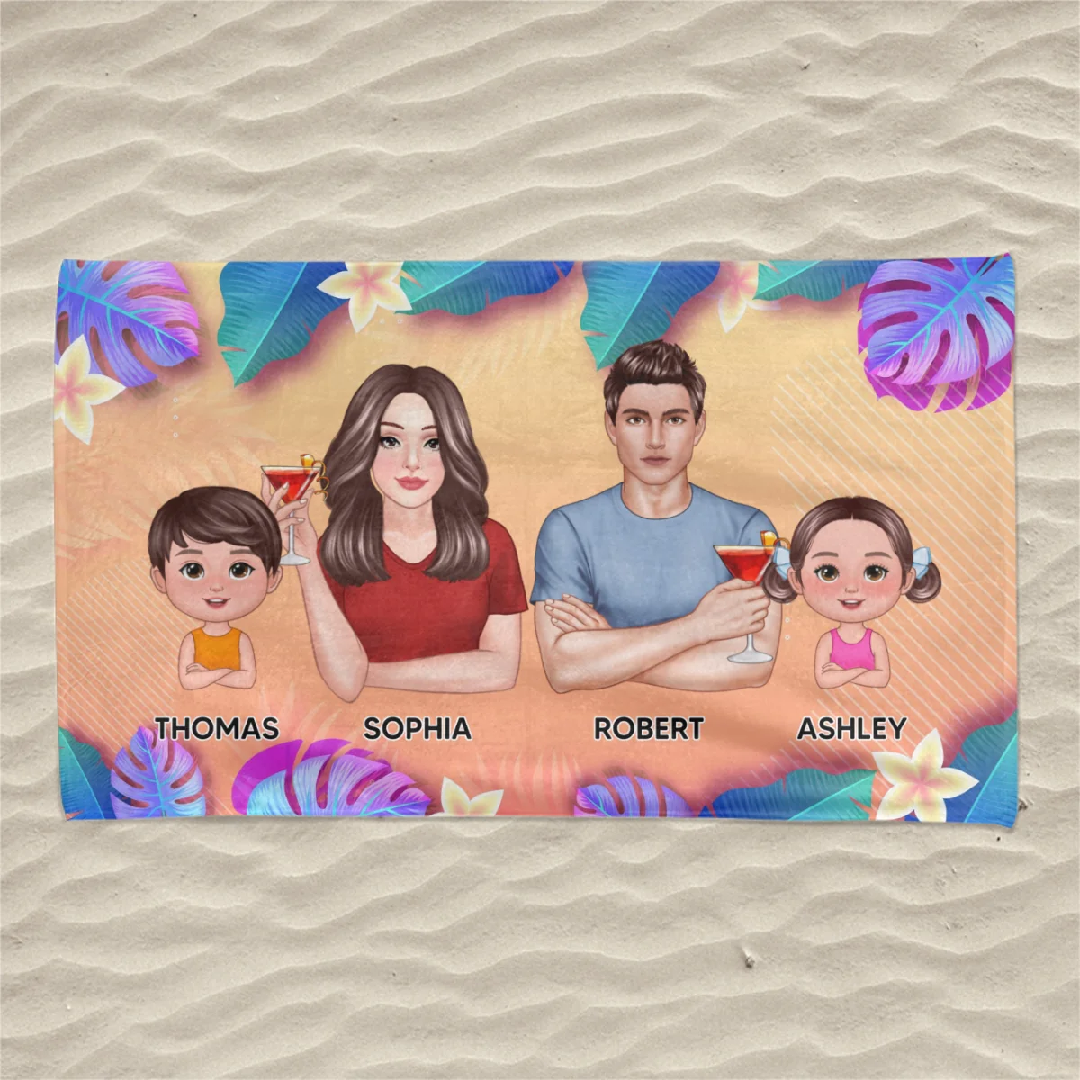 Summer Family Crossed Arms Personalized Beach Towel - Image 4