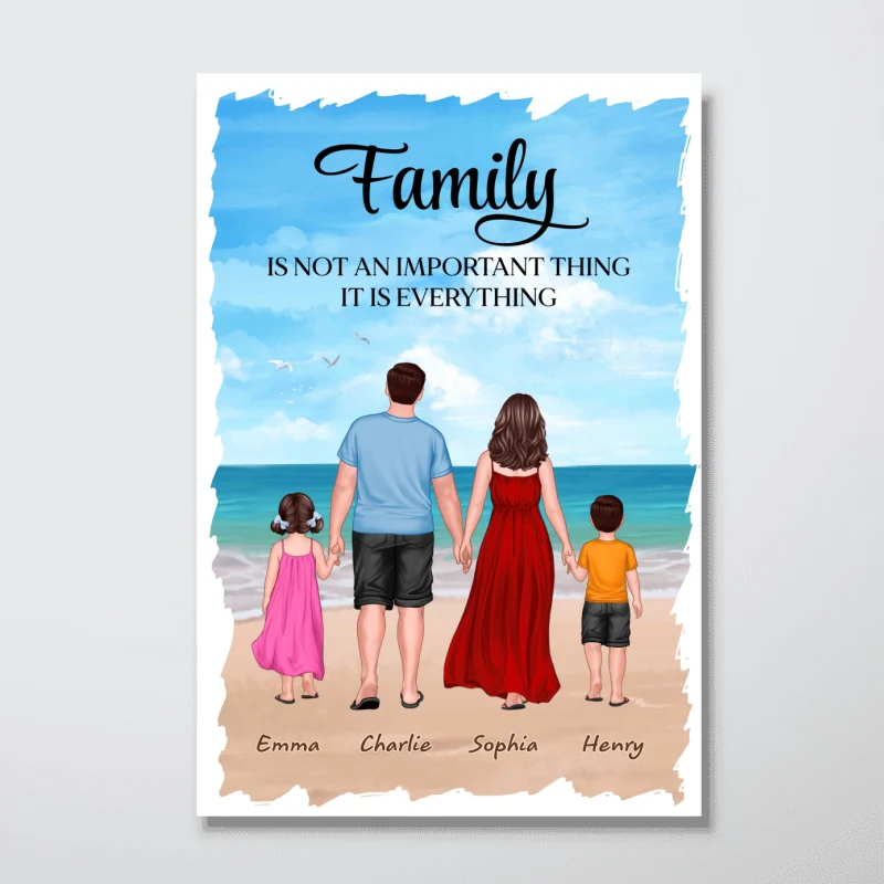 Summer Family Walking Back View Personalized Vertical Poster - Image 3