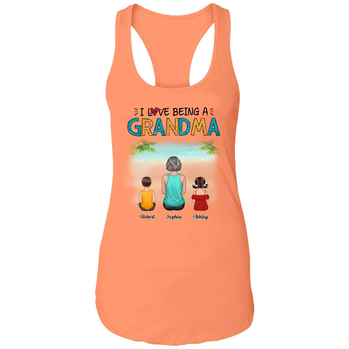 Summer Love Being A Grandma Back View Woman & Kid Dog Cat Personalized Tank Top Shirt - Image 10