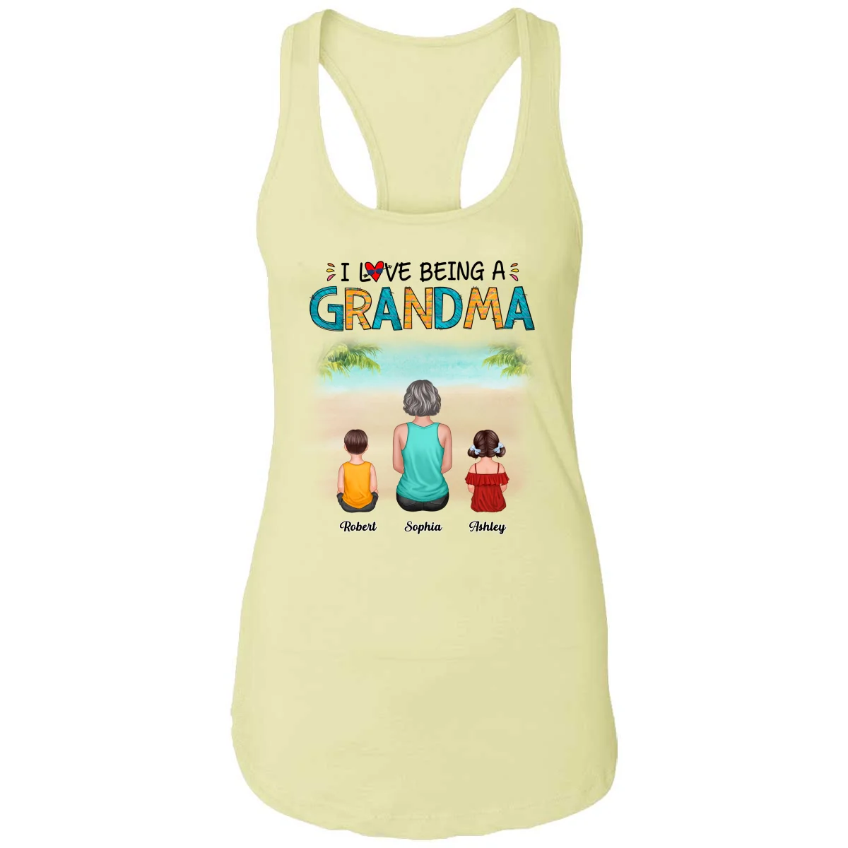 Summer Love Being A Grandma Back View Woman & Kid Dog Cat Personalized Tank Top Shirt - Image 11