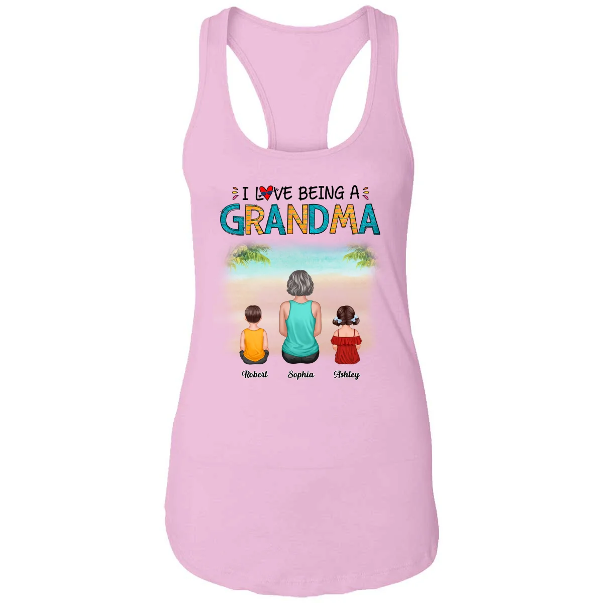 Summer Love Being A Grandma Back View Woman & Kid Dog Cat Personalized Tank Top Shirt - Image 12