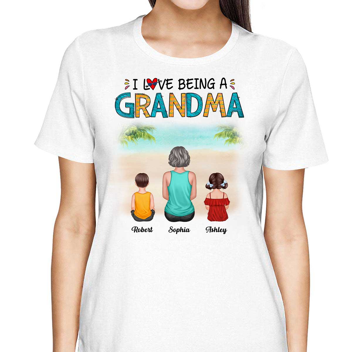 Summer Love Being A Grandma Back View Woman & Kid Dog Cat Personalized Tank Top Shirt - Image 4