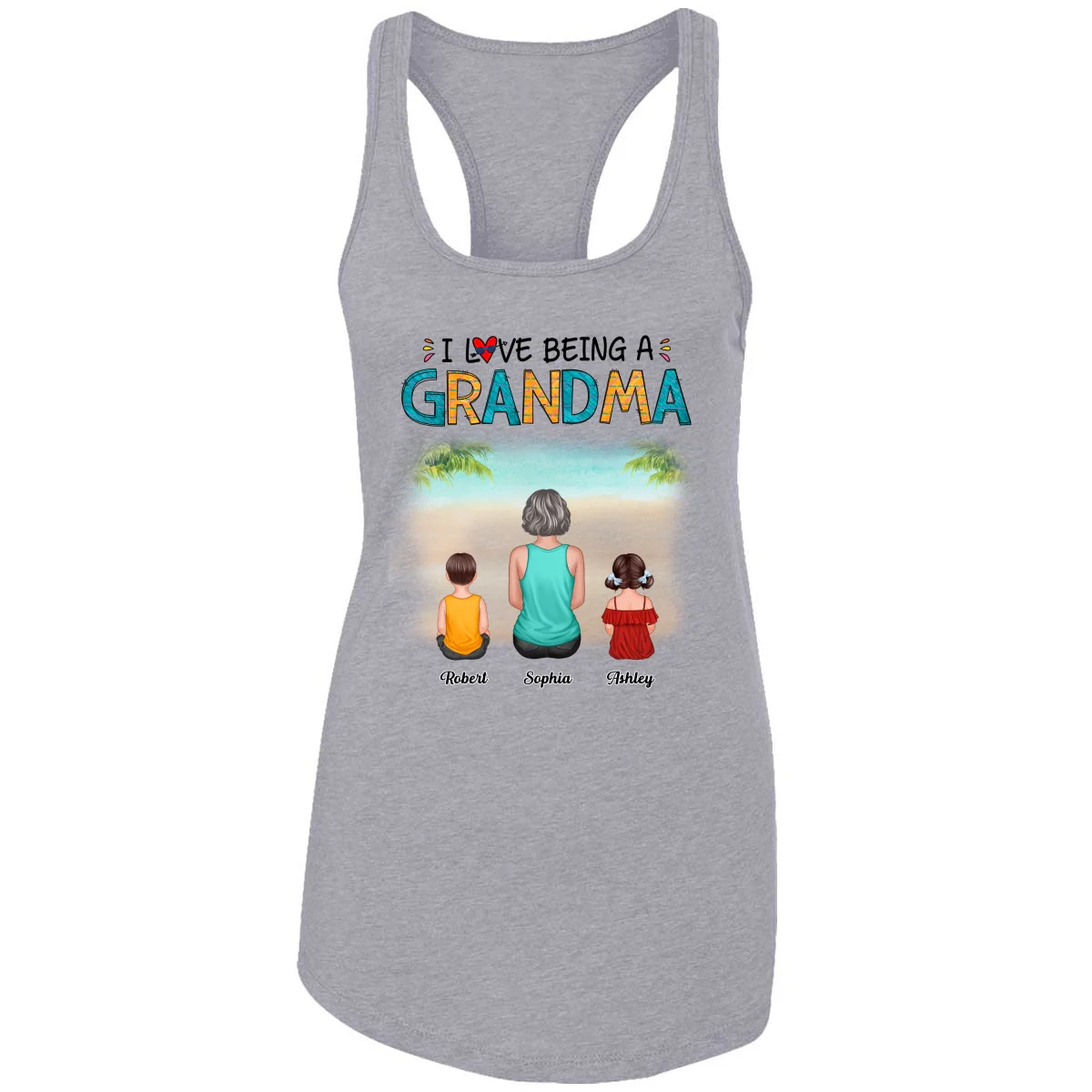 Summer Love Being A Grandma Back View Woman & Kid Dog Cat Personalized Tank Top Shirt - Image 6