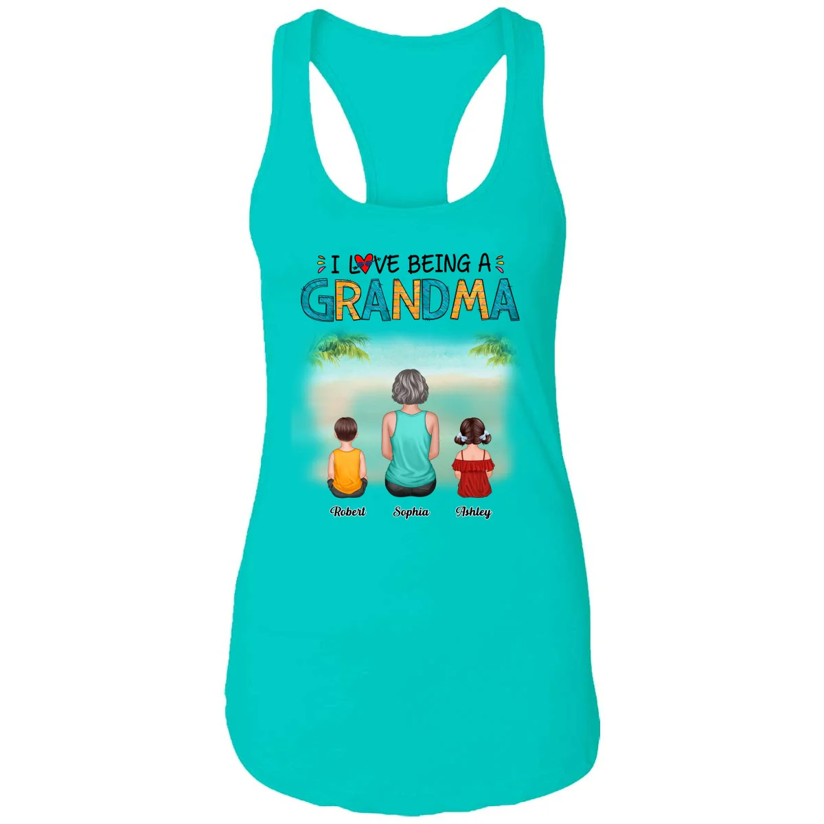 Summer Love Being A Grandma Back View Woman & Kid Dog Cat Personalized Tank Top Shirt - Image 8