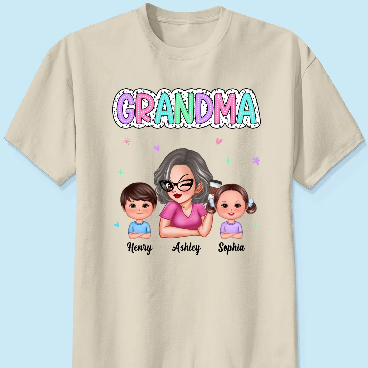Summer Pastel Dalmatian Dots Grandma And Grandkids Personalized Shirt - Image 11