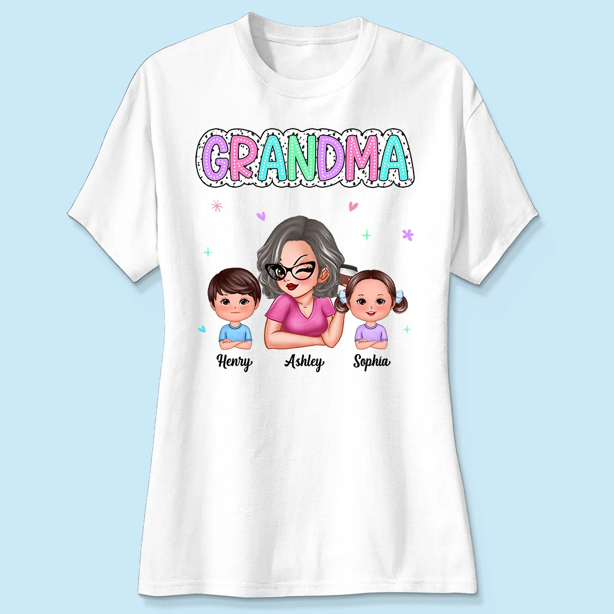 Summer Pastel Dalmatian Dots Grandma And Grandkids Personalized Shirt - Image 4