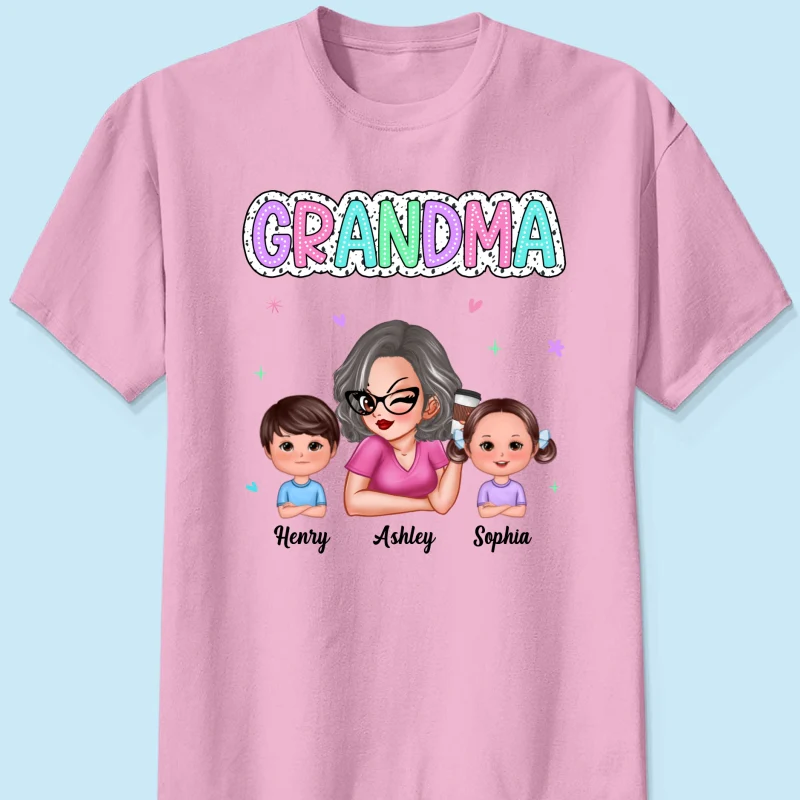 Summer Pastel Dalmatian Dots Grandma And Grandkids Personalized Shirt - Image 9