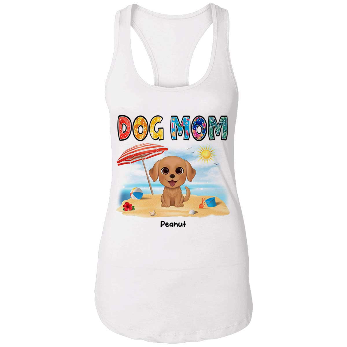 Summer Pattern Dog Mom Watercolor Cute Dogs Personalized Tank Top Shirt
