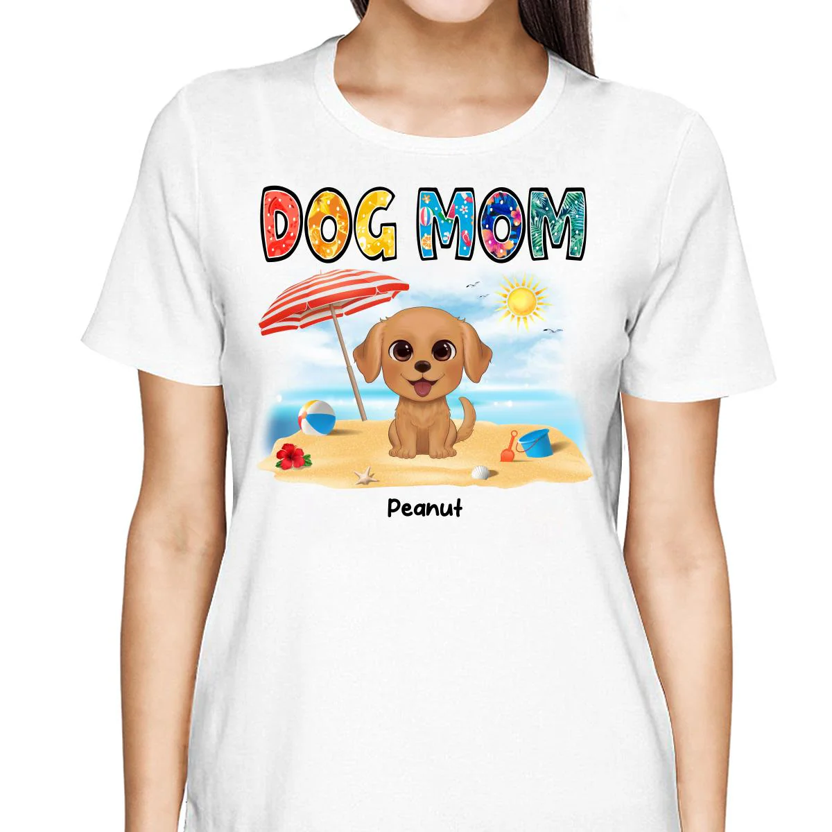 Summer Pattern Dog Mom Watercolor Cute Dogs Personalized Tank Top Shirt - Image 4