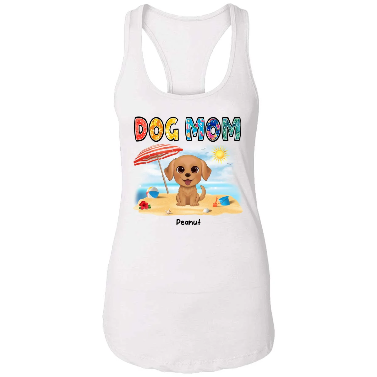 Summer Pattern Dog Mom Watercolor Cute Dogs Personalized Tank Top Shirt - Image 5