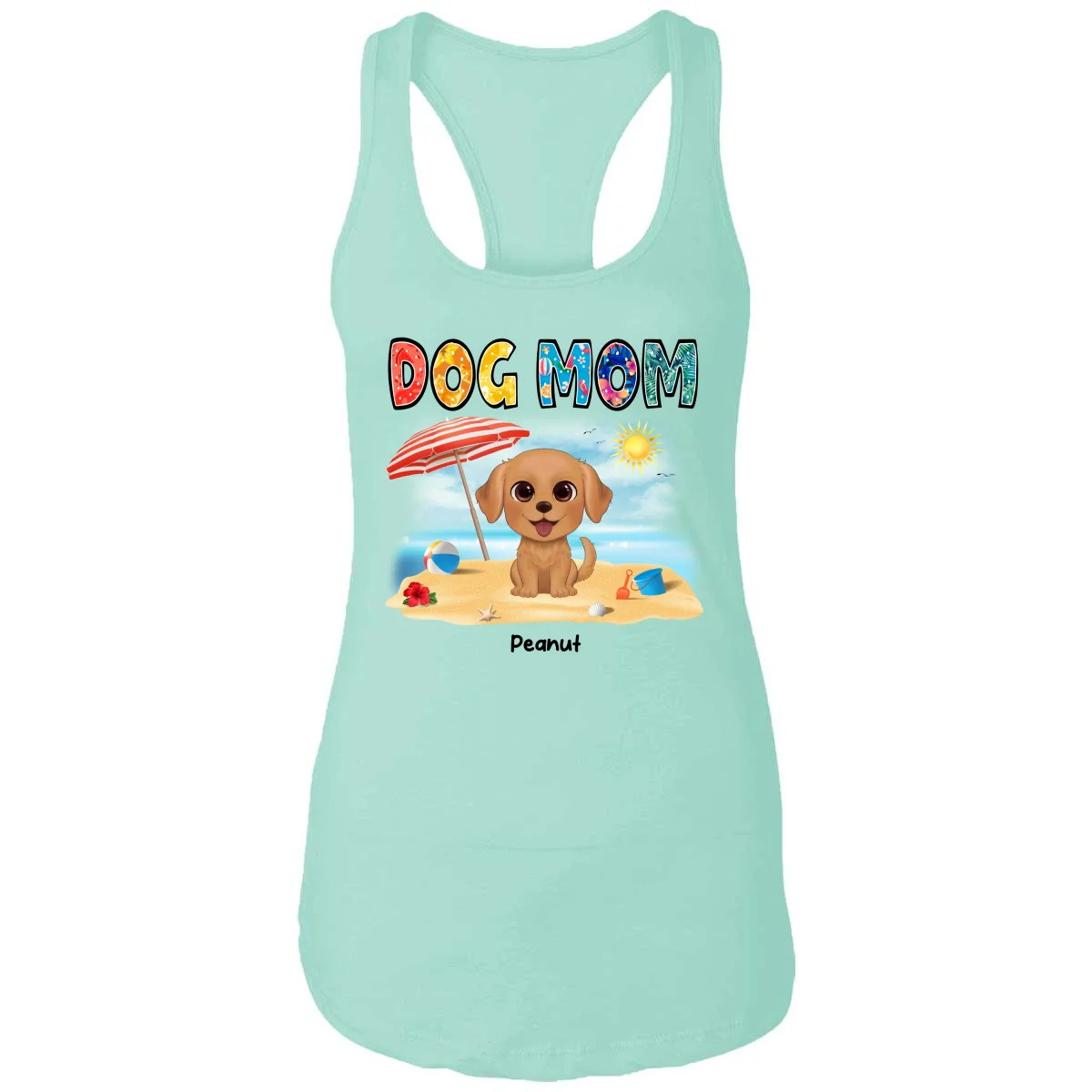 Summer Pattern Dog Mom Watercolor Cute Dogs Personalized Tank Top Shirt - Image 7