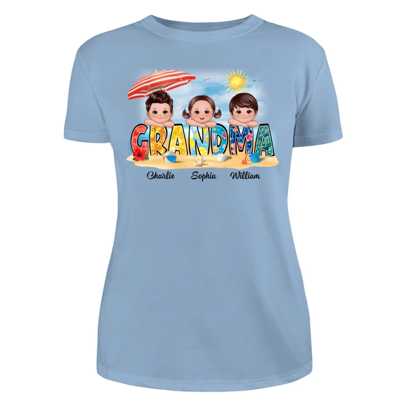 Summer Pattern Grandma Mom Auntie Doll Kids On Hand Personalized Tank Top Shirt - Image 20