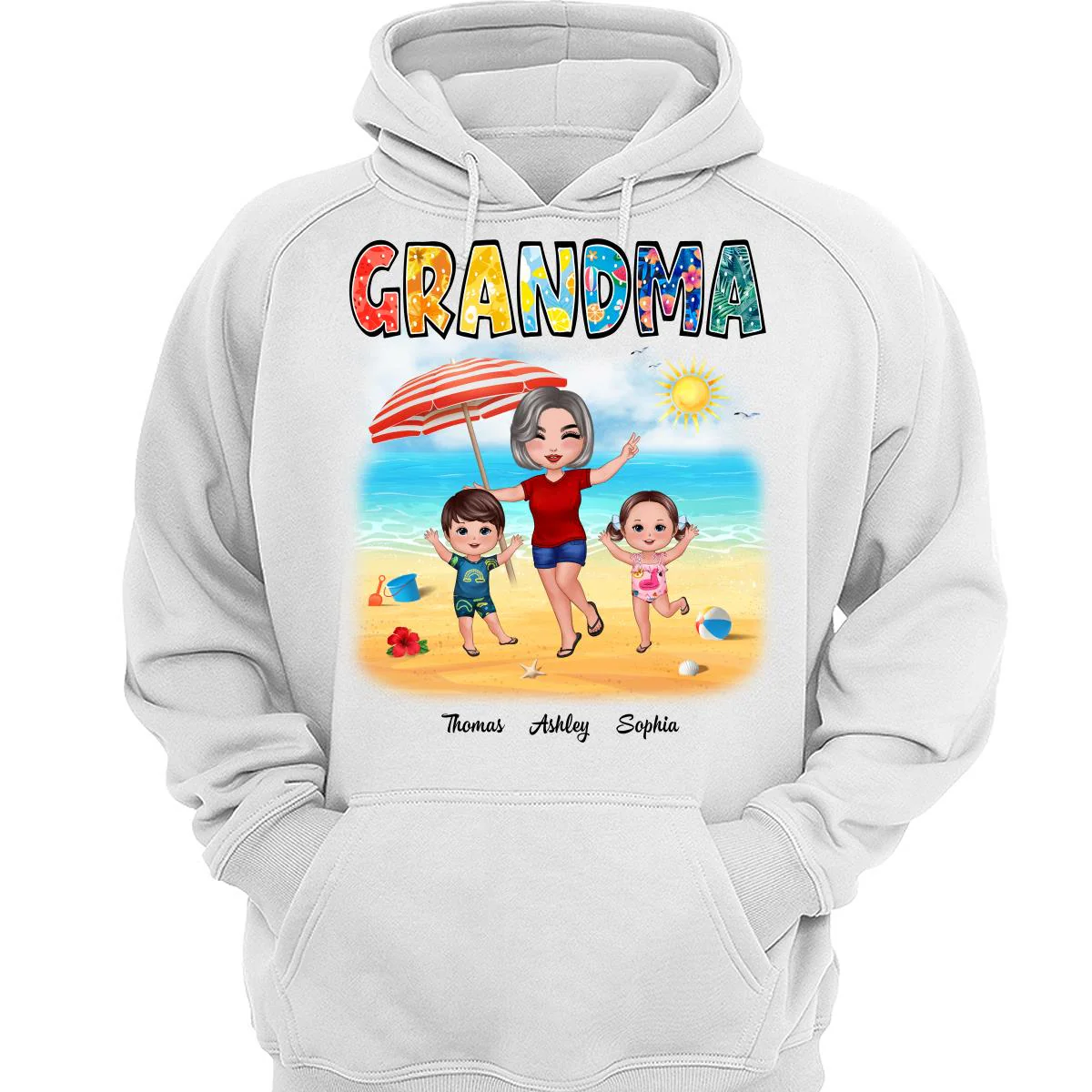Summer Pattern Grandma Mom Happy Doll Woman And Kids Personalized Shirt - Image 3