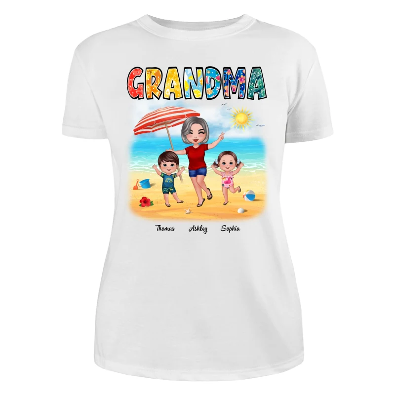 Summer Pattern Grandma Mom Happy Doll Woman And Kids Personalized Shirt - Image 9