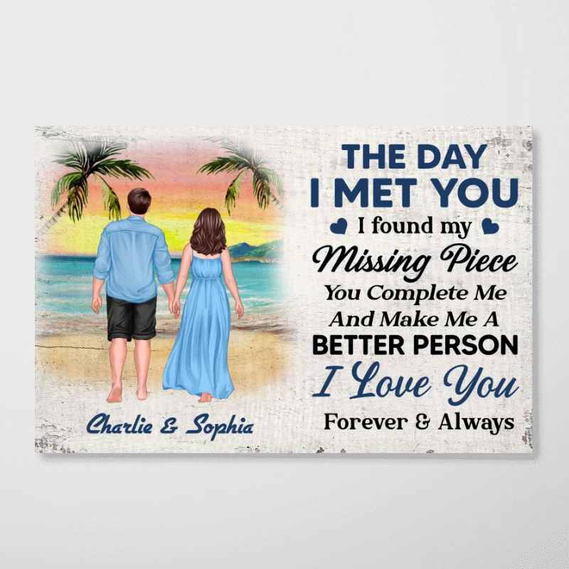 Summer Standing Couple Back View Personalized Horizontal Poster - Image 4